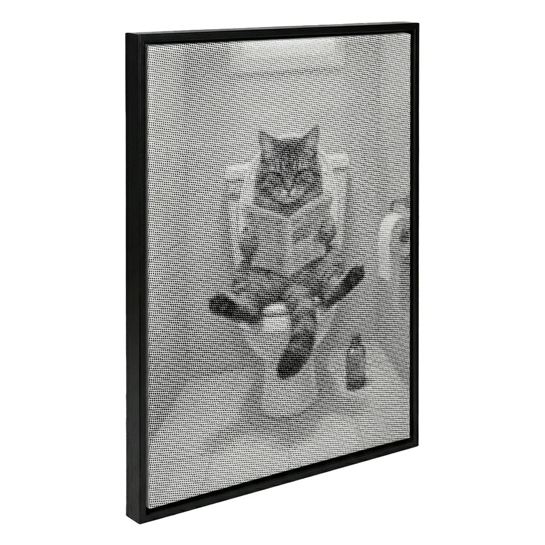 Gatto sulla pittura del punto della toilette