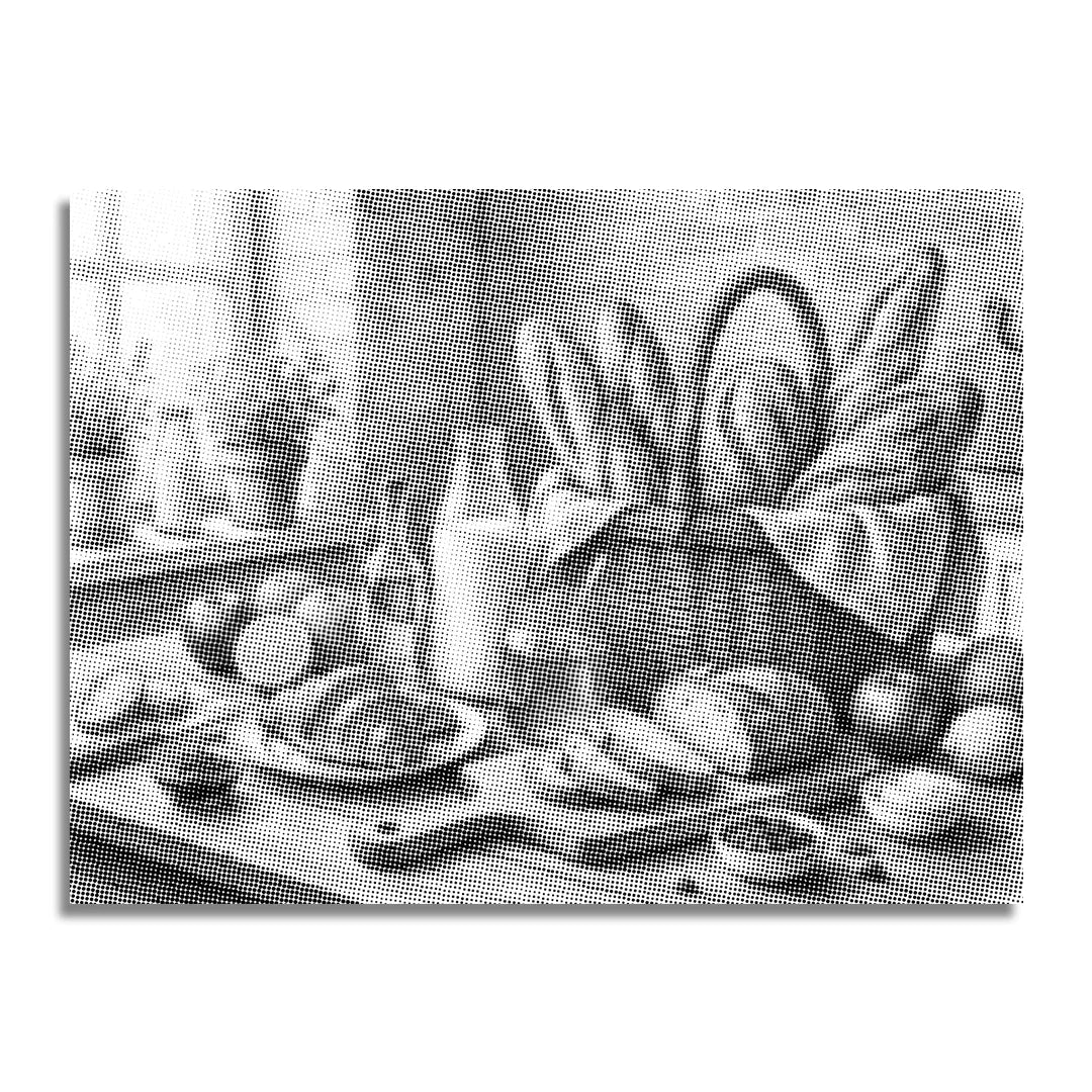 Pittura a punti del cestino del pane