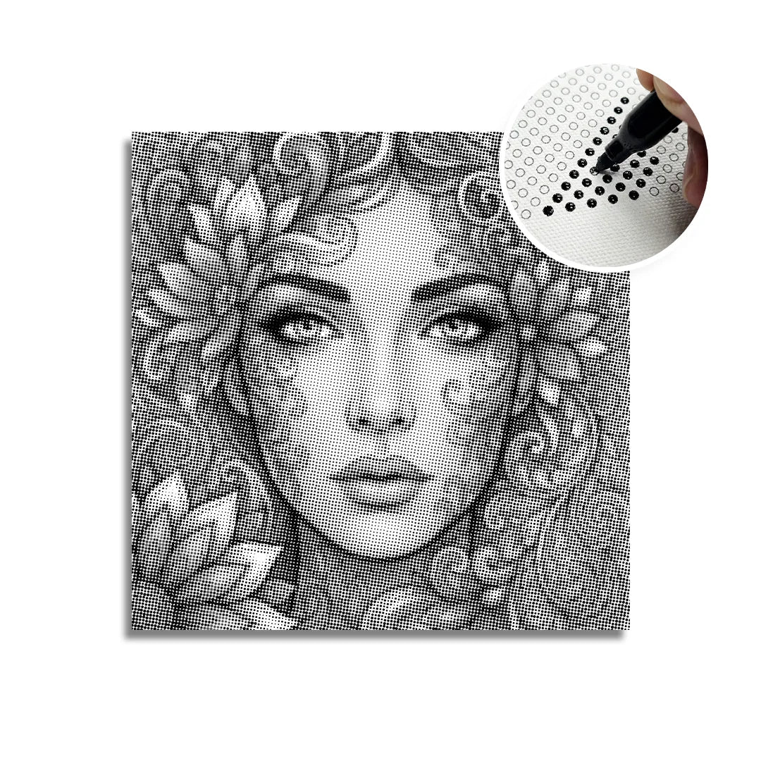 Pittura a punti del viso botanico