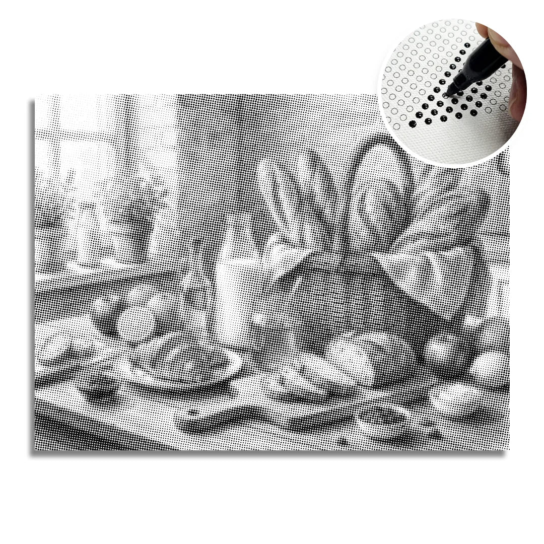 Pittura a punti del cestino del pane