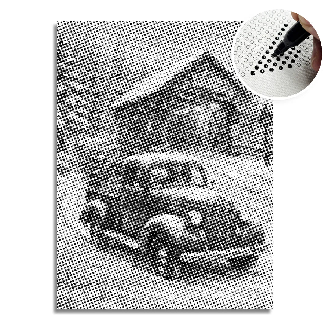Dipinto a punti dell'auto di Babbo Natale