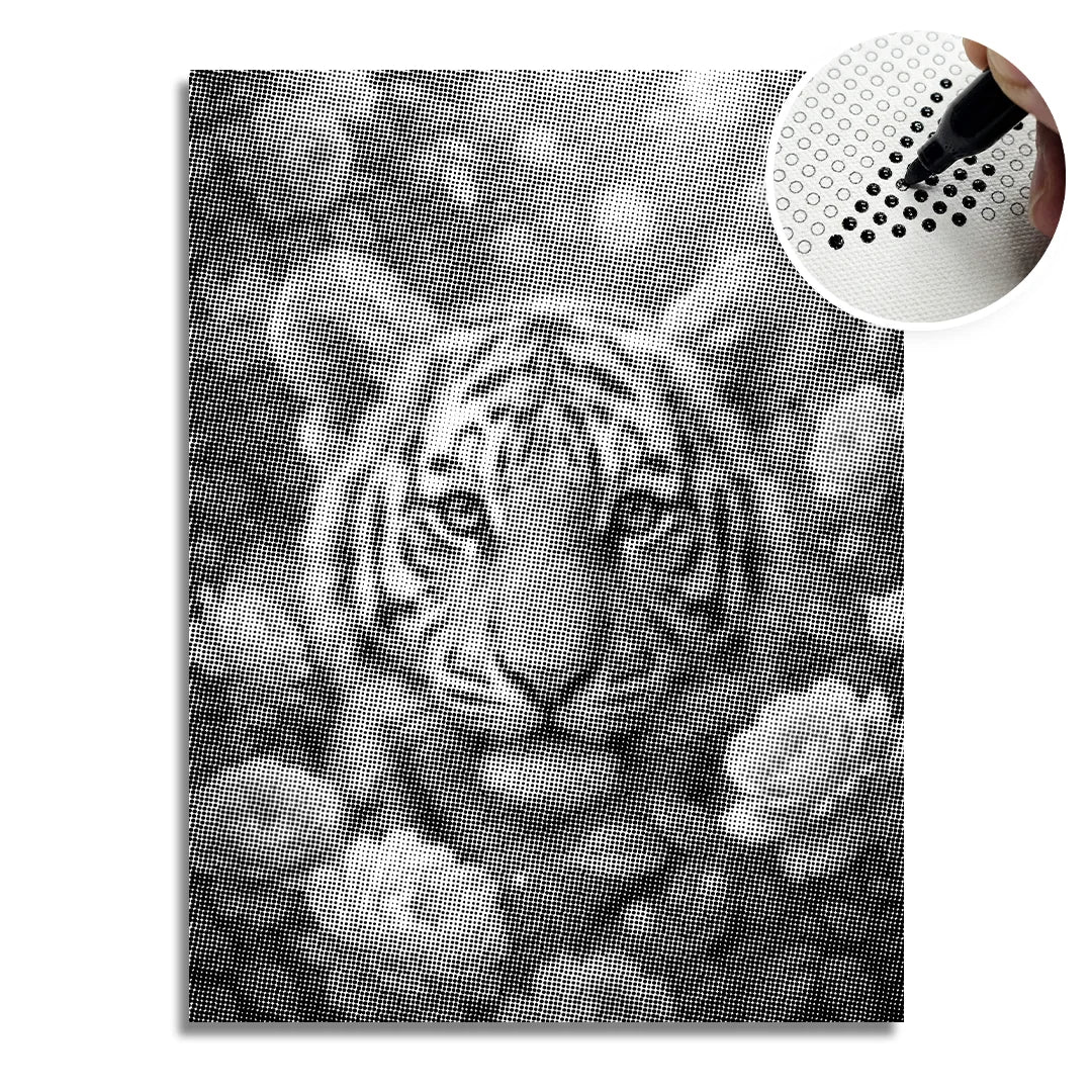 Tigre con pittura a punti di fiori