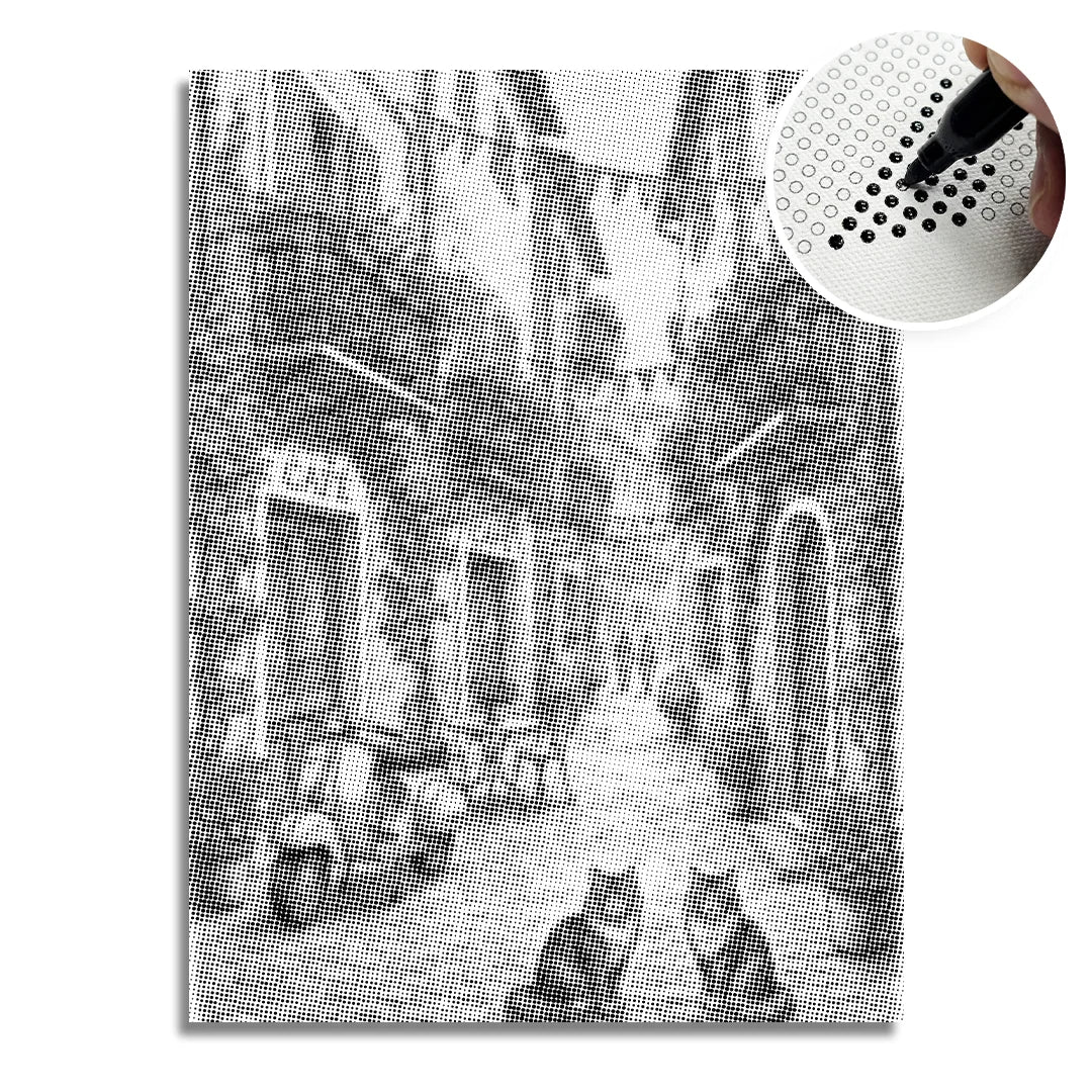 Pittura a punti del villaggio affascinante