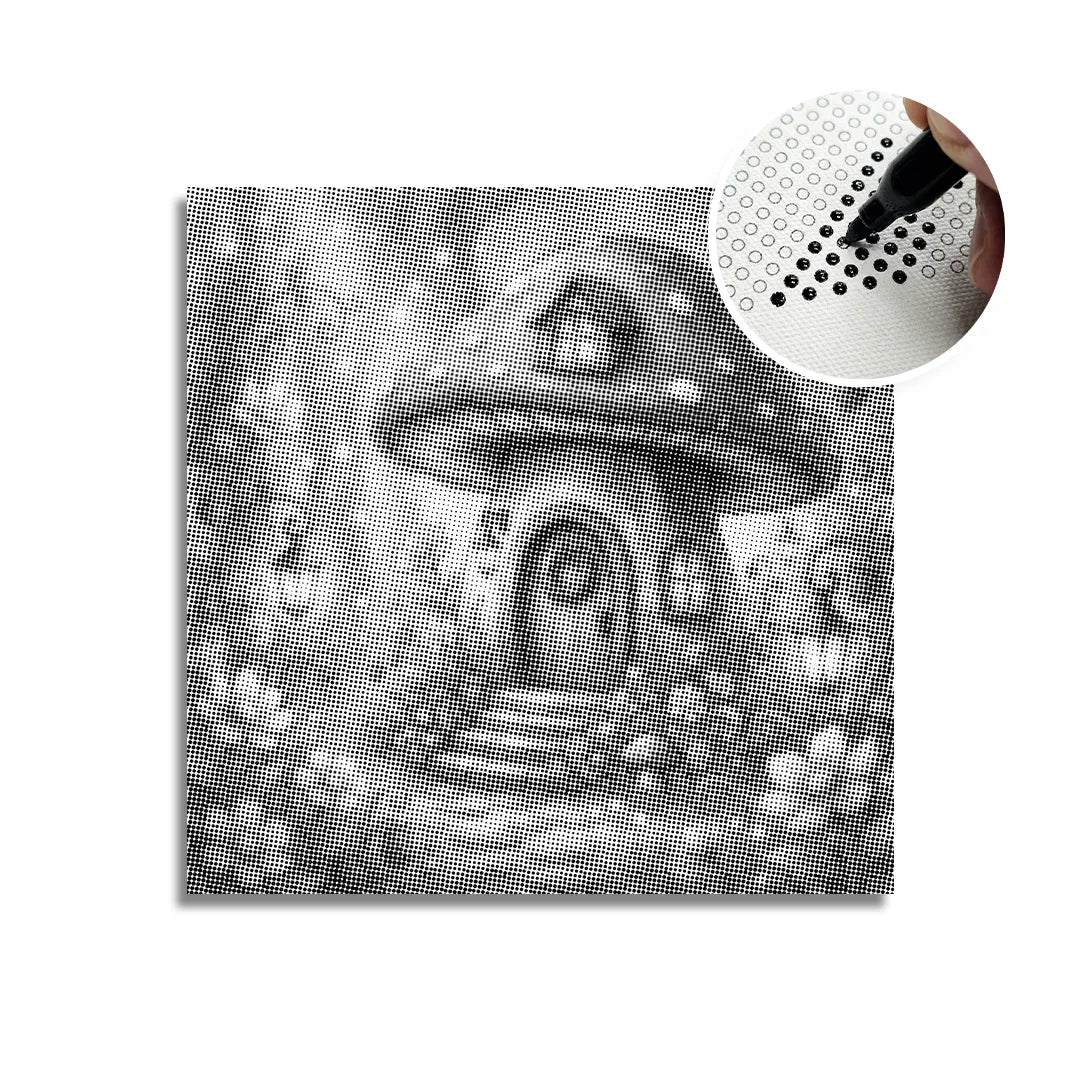 Pittura a punti della casa dei funghi