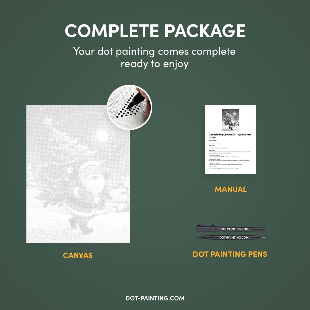 Babbo Natale con l'albero di Natale dipinto a punti