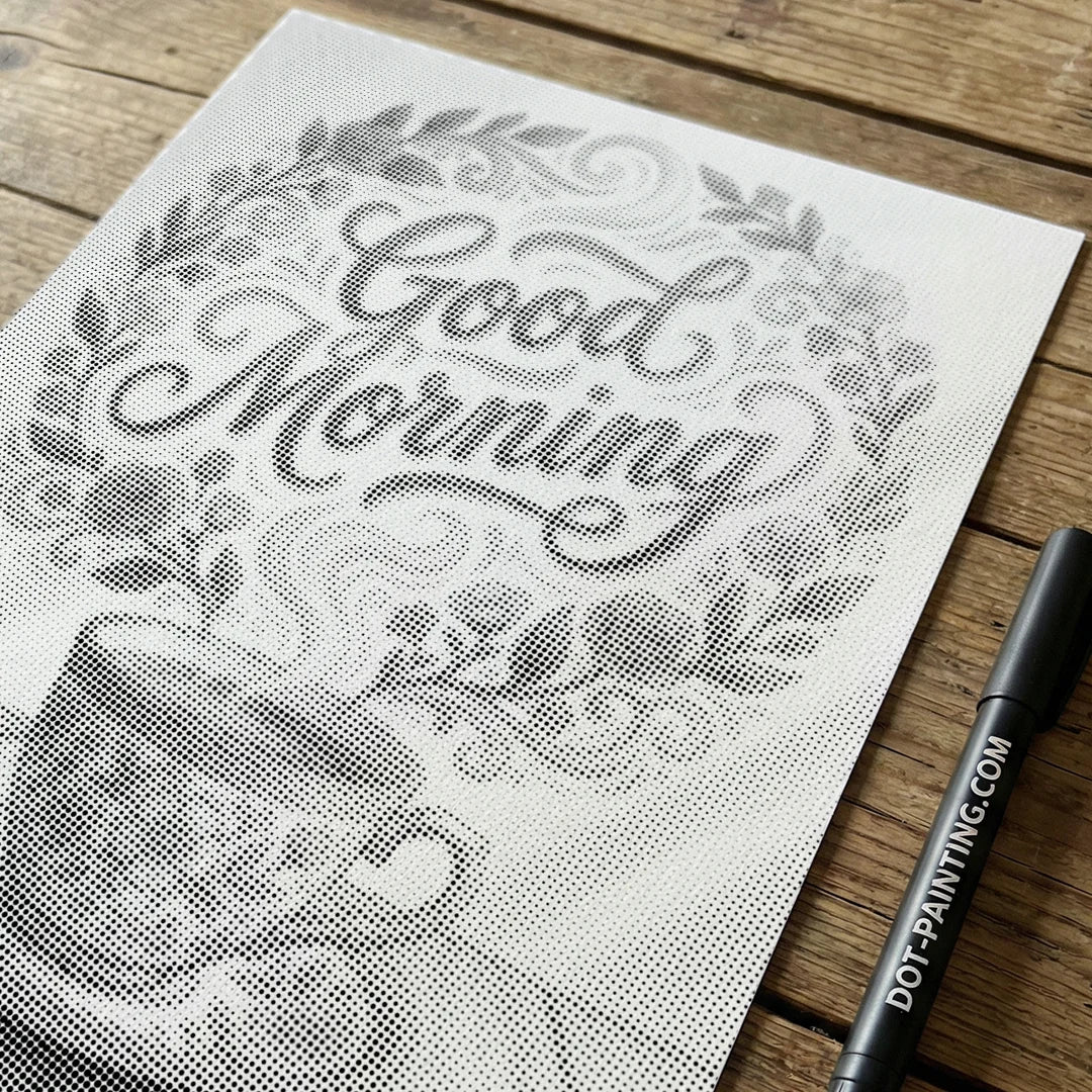 Pittura a punti del caffè del buongiorno