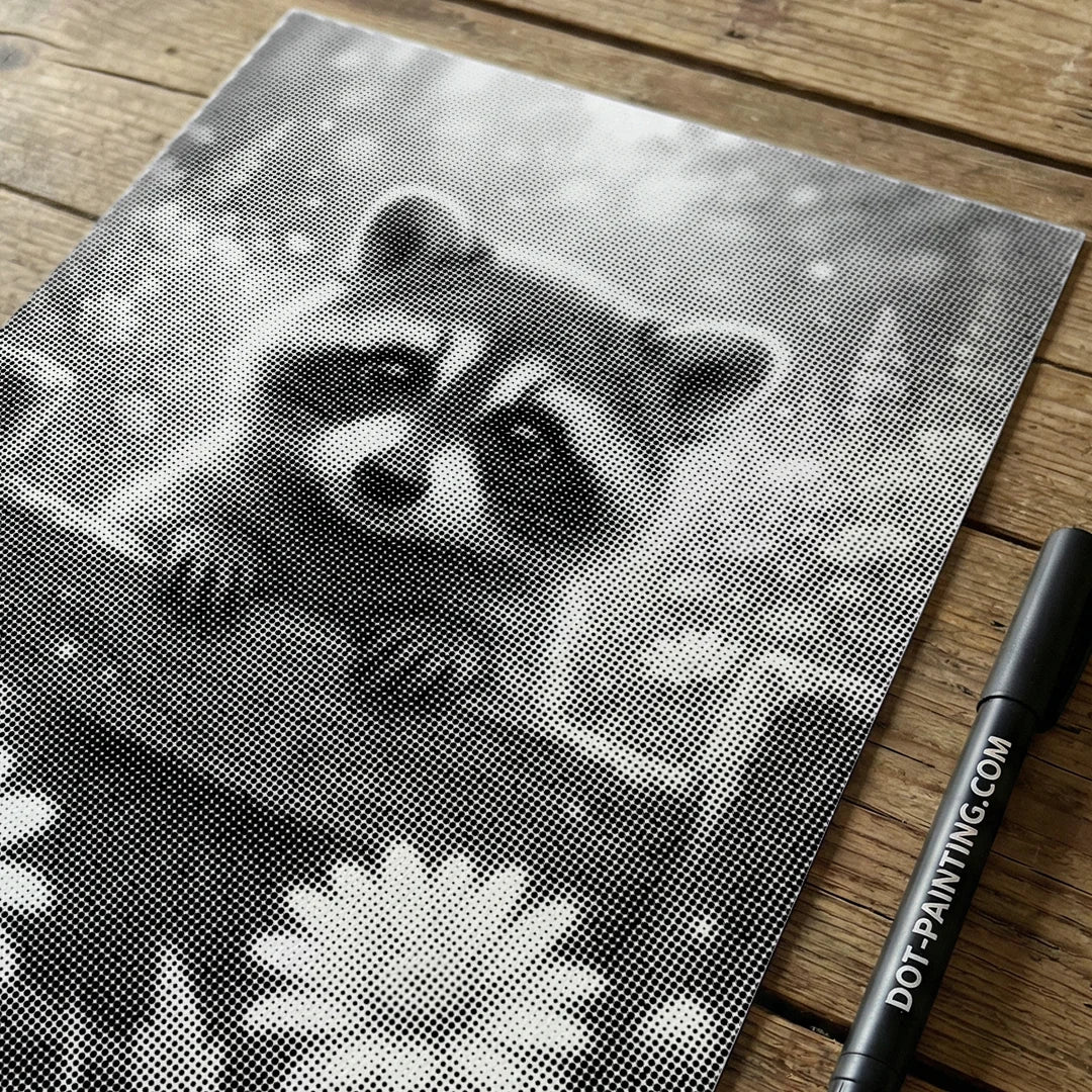Procione con fiori Dot Painting