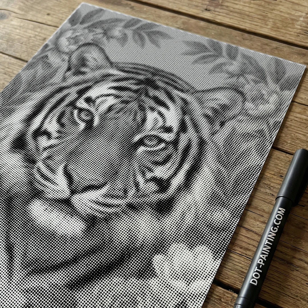 Tigre sui fiori Dot Painting