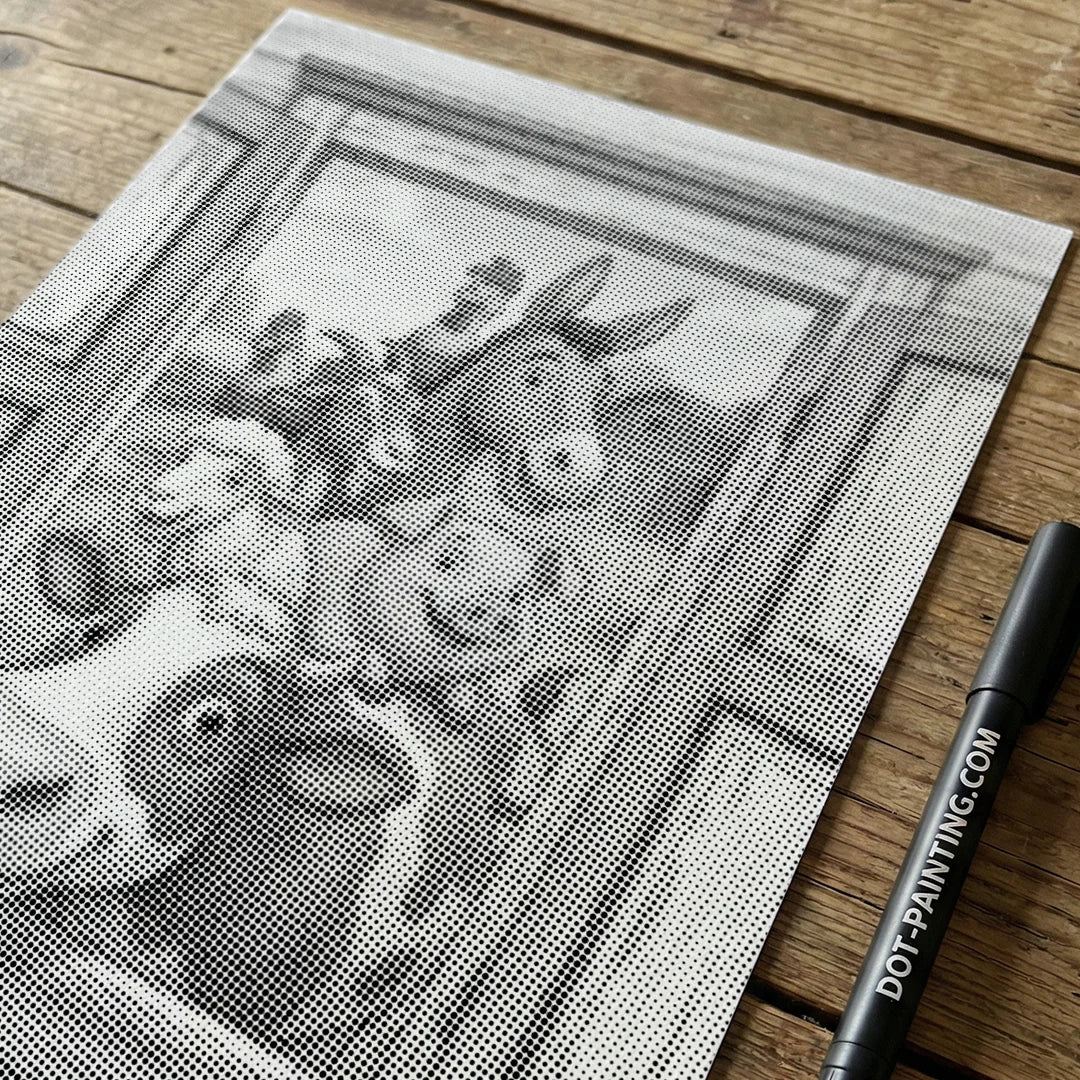 Pittura a punti di animali da fattoria curiosi