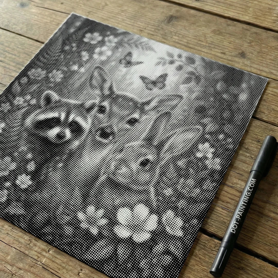 Pittura a punti di animali felici