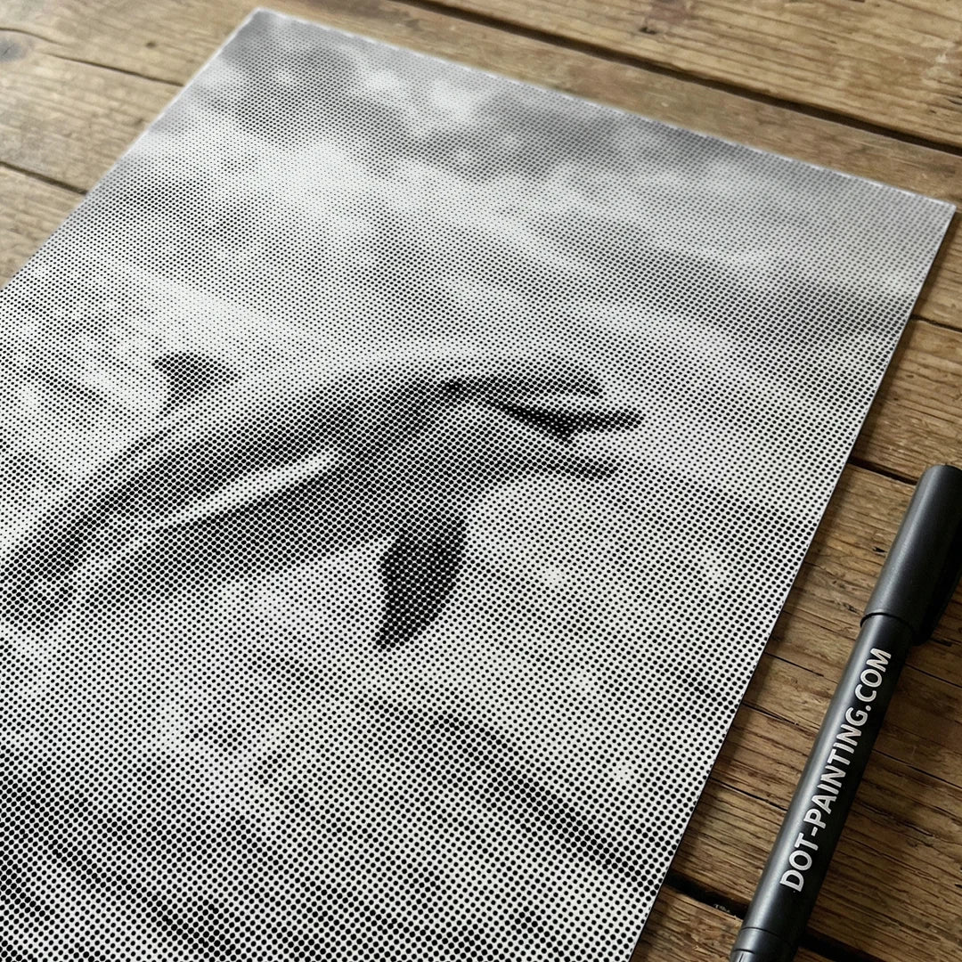 Pittura a punti del delfino che salta