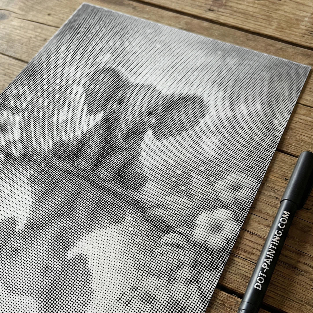 Pittura a punti con riflessione di elefante