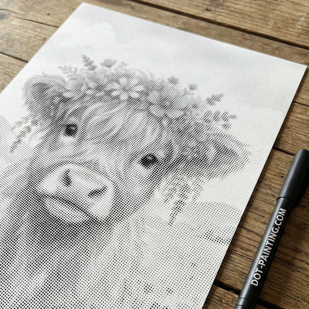 Mucca con pittura a punti di fiori