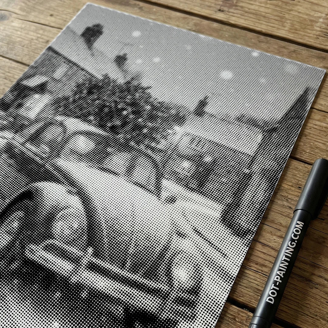 VW con pittura a pois dell'albero di Natale