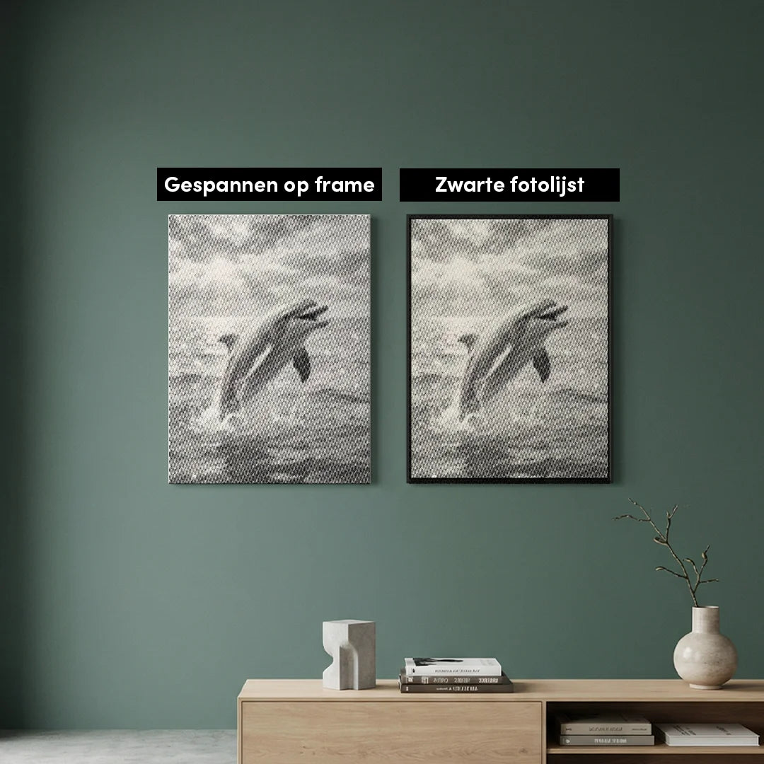 Pittura a punti del delfino che salta