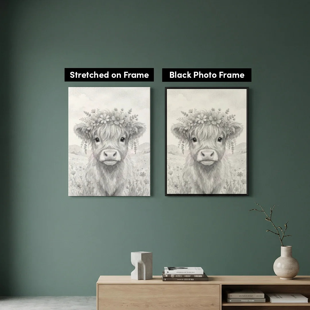 Mucca con pittura a punti di fiori