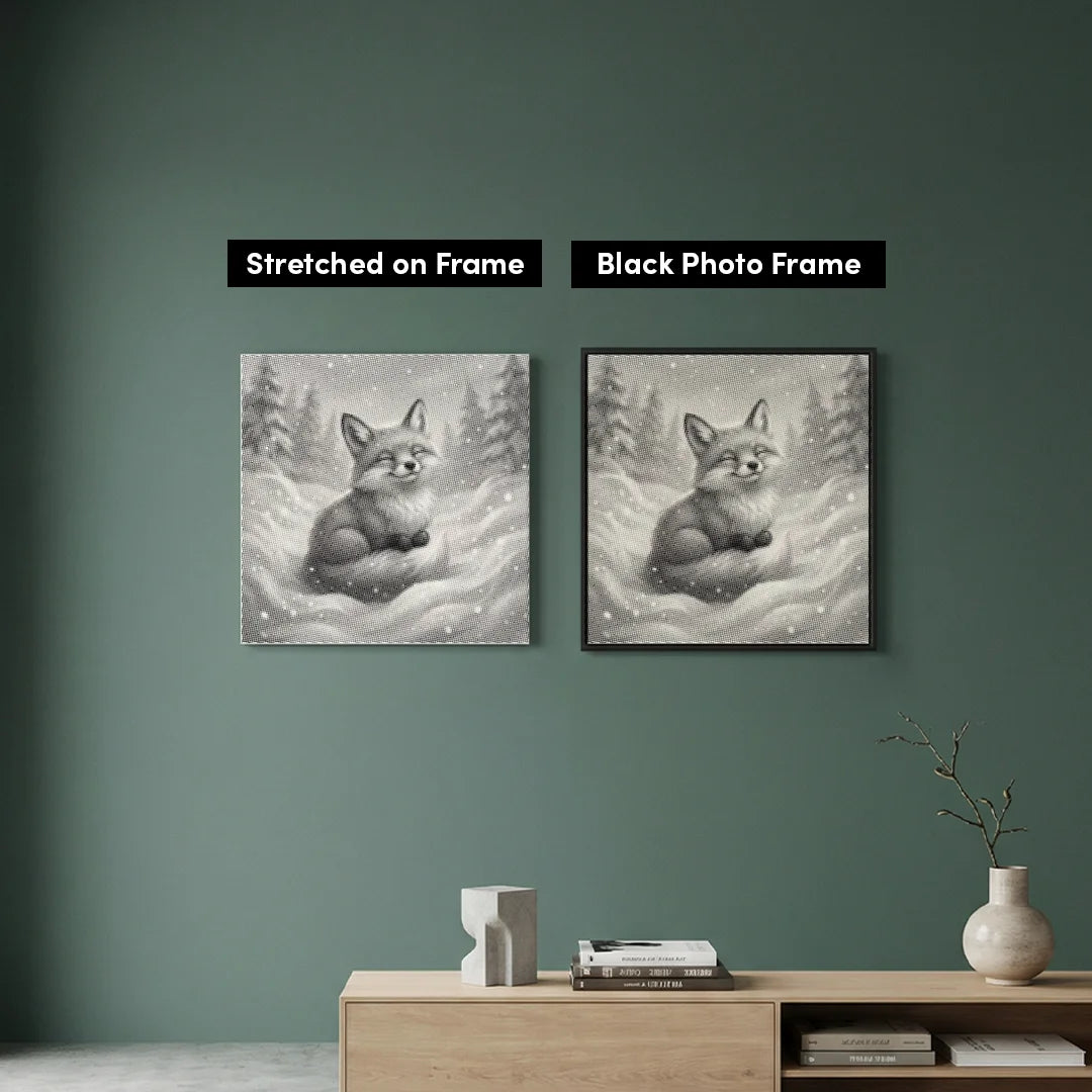 Volpe che gioca nella neve Dipinto a punti