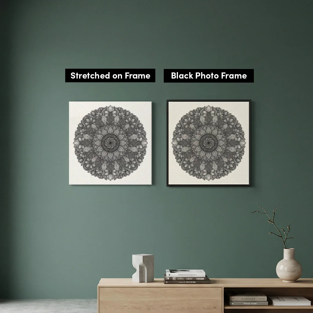Mandala con pittura a punti di fiori