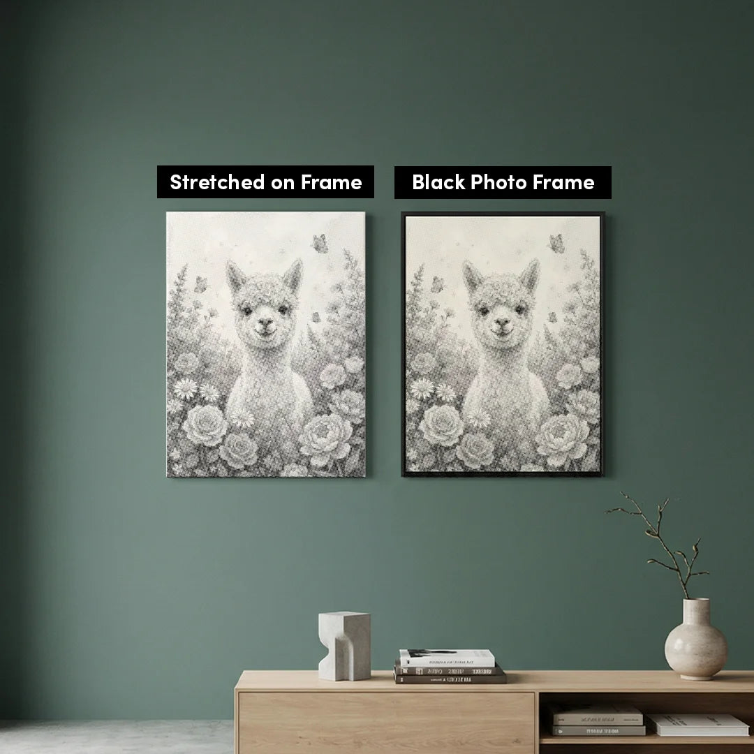 Alpaca con pittura a punti di fiori