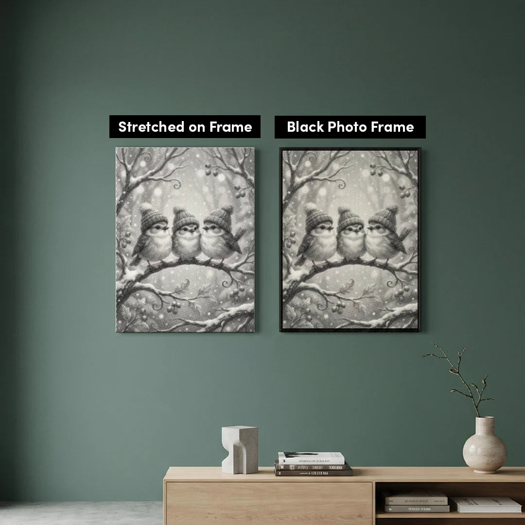 Uccelli con cappelli Dot Painting