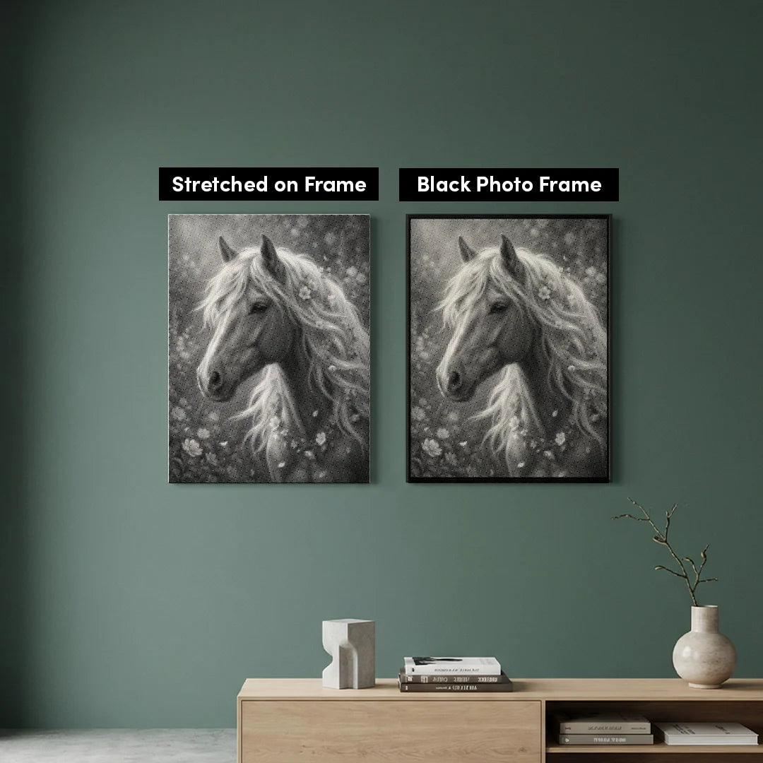Cavallo con pittura a punti di fiori