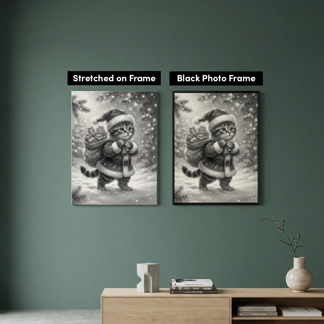 Pittura a pois di gatto di Natale