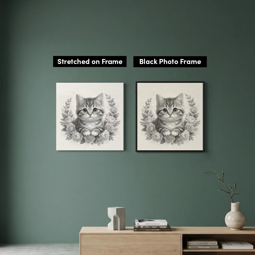 Gatto con fiori 2 punti pittura