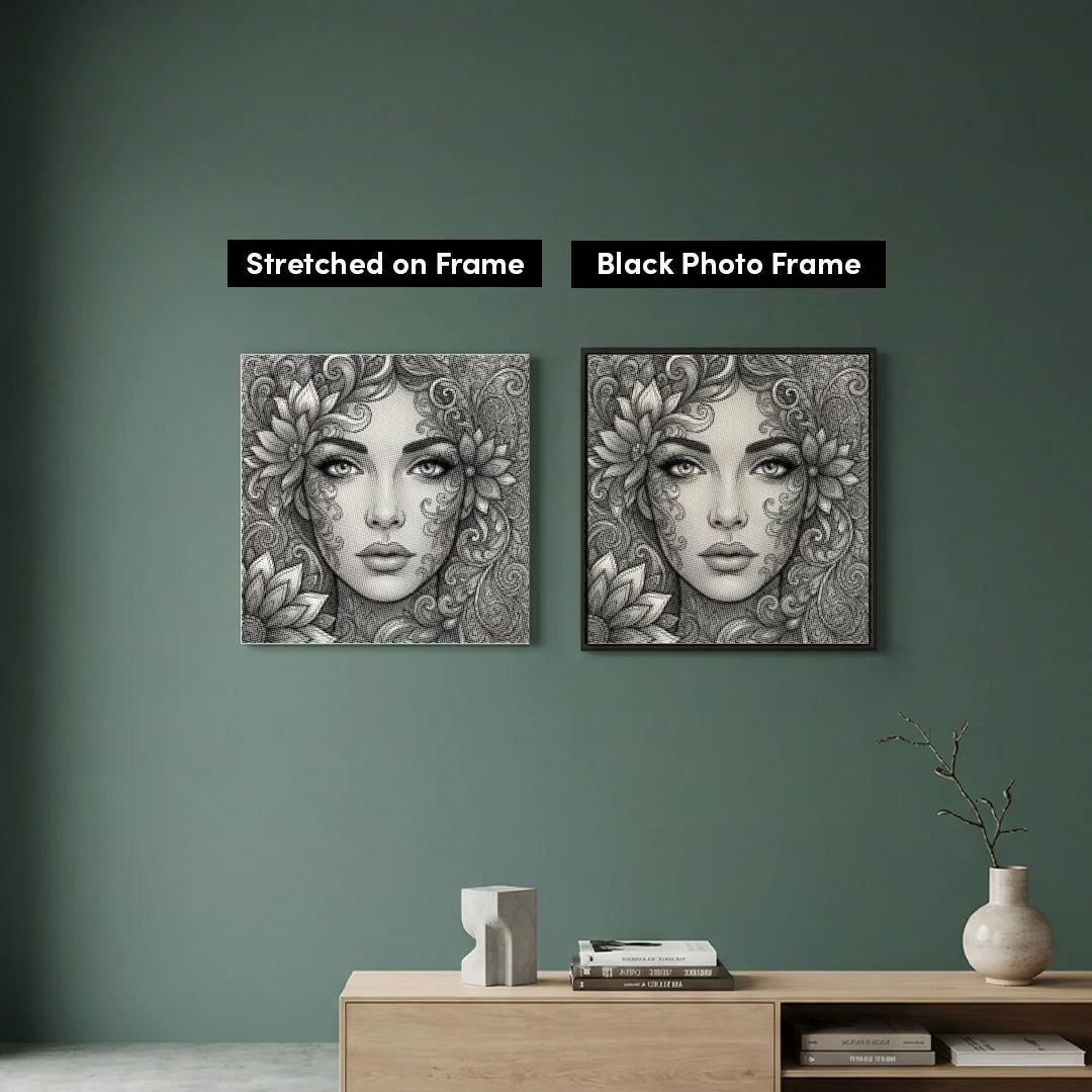 Pittura a punti del viso botanico