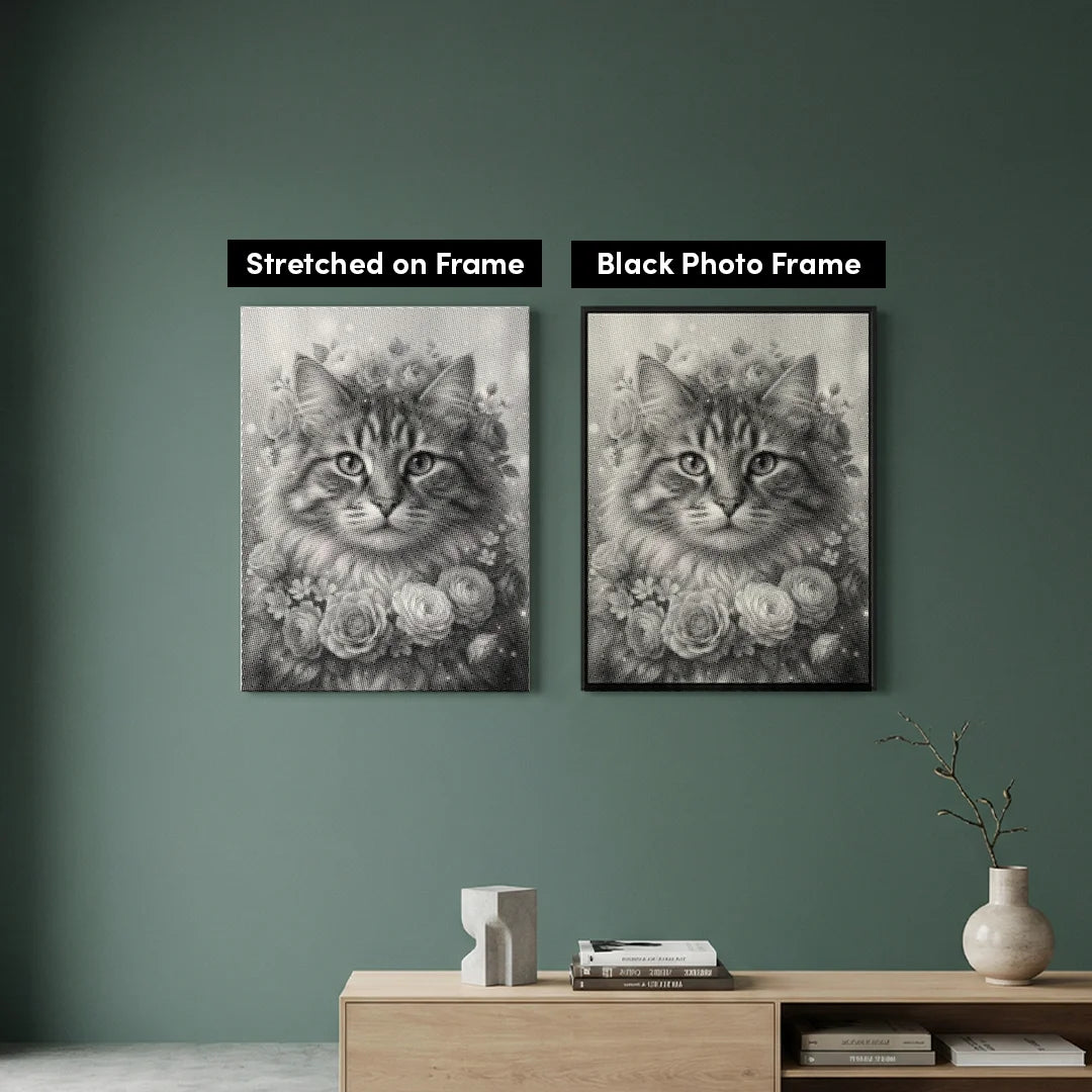 Gatto con pittura a punti di fiori