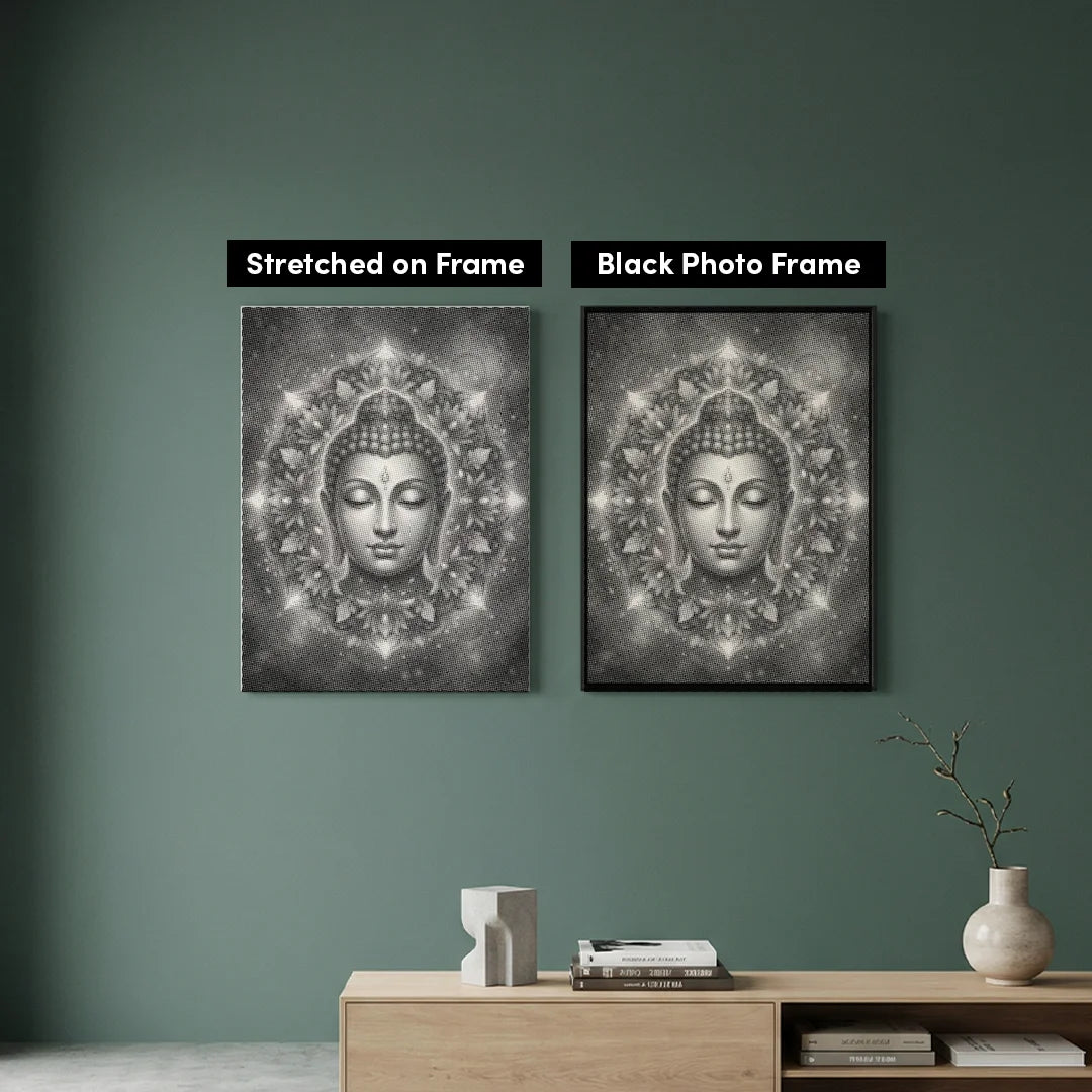 Buddha con pittura a punti di fiori