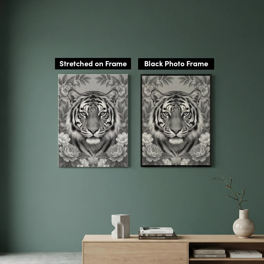 Tigre sui fiori Dot Painting