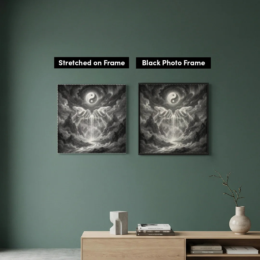 Pittura a punti della cascata Ying Yang