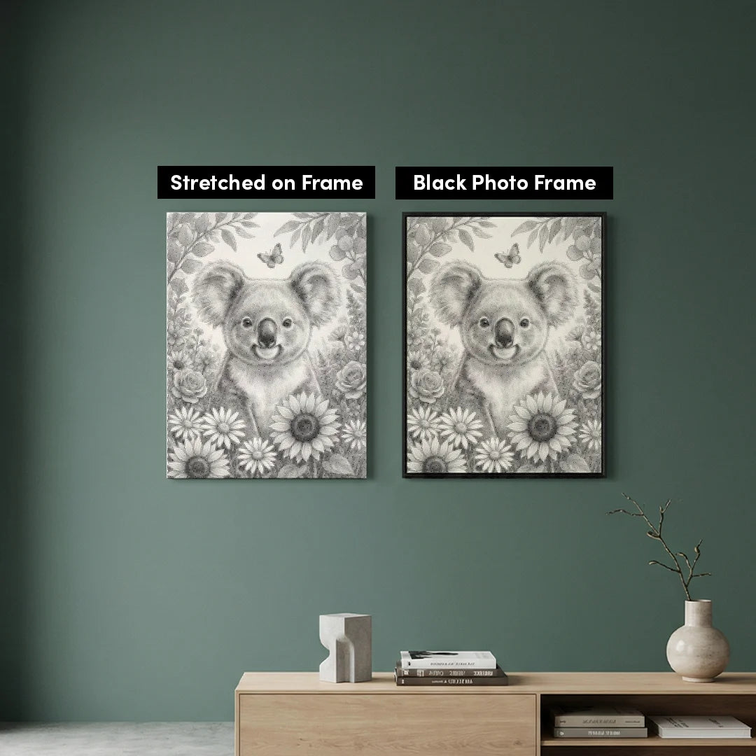 Koala con pittura a punti di fiori