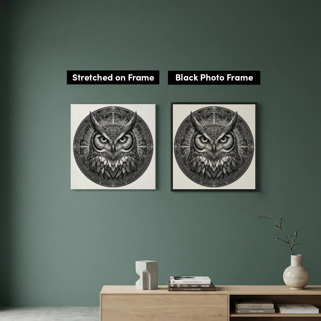 Pittura a punti mandala gufo