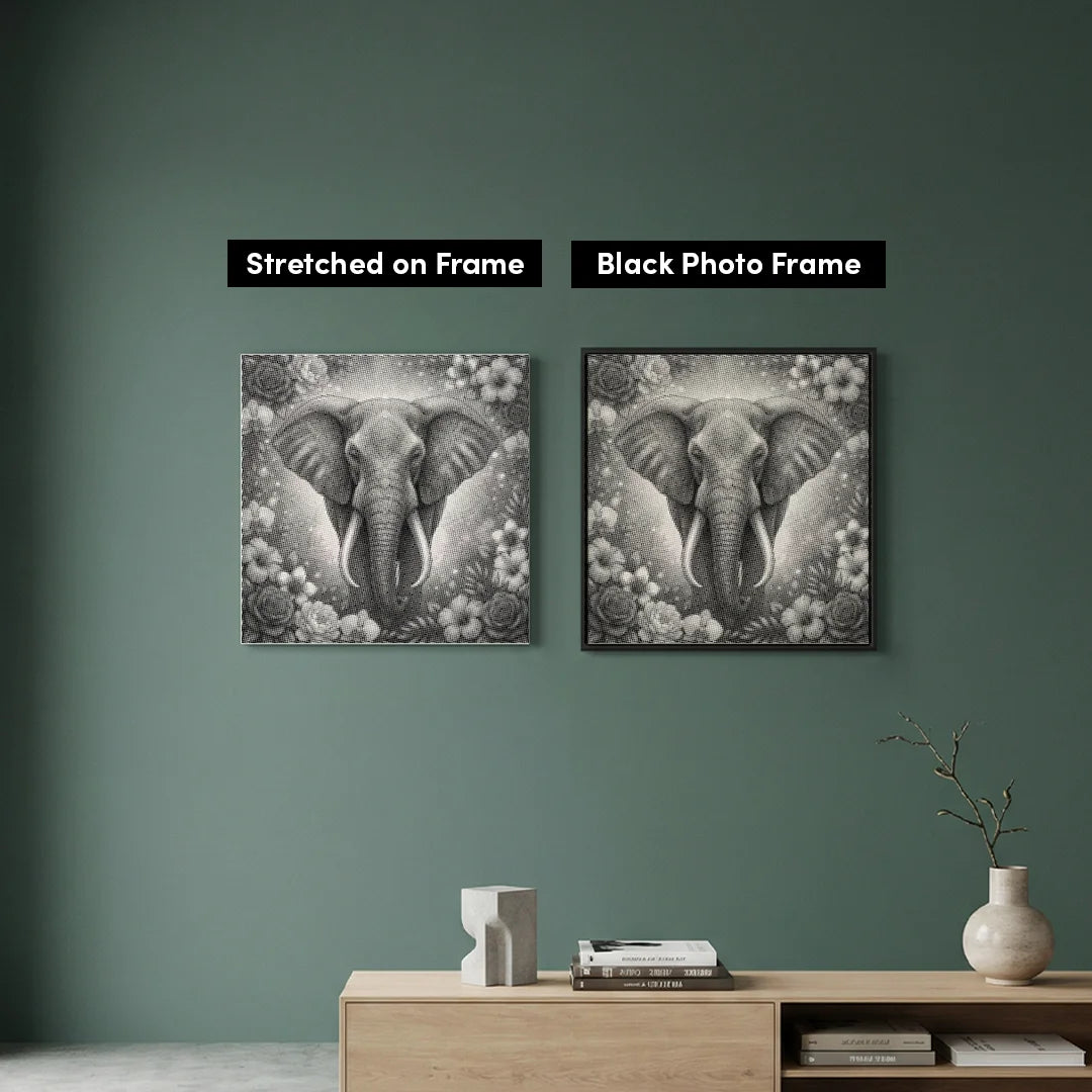Elefante con pittura a punti di fiori