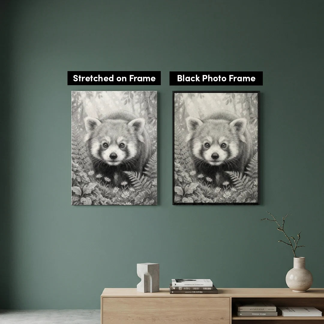 Panda rosso con pittura a punti di fiori