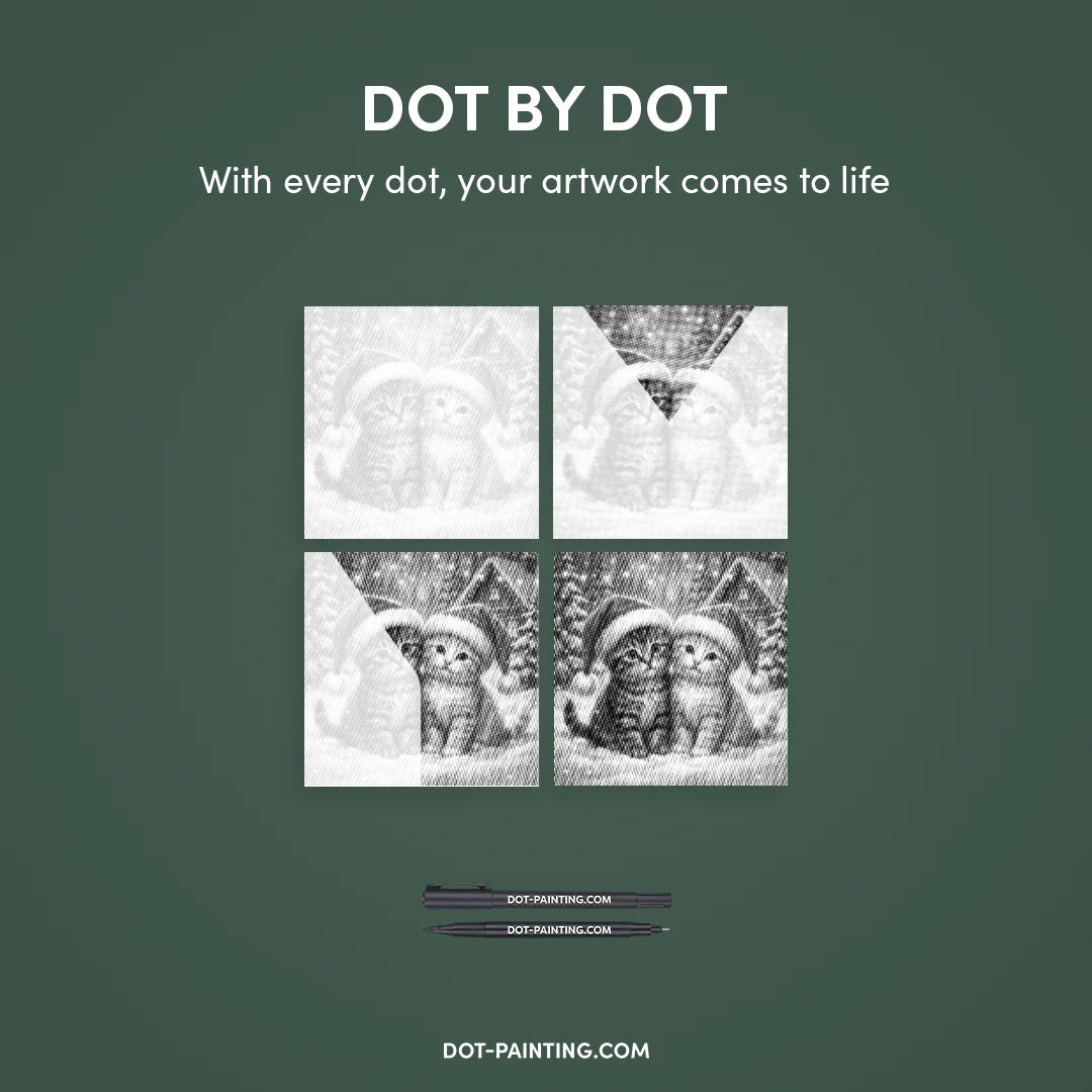 Pittura a pois di gattino di Natale