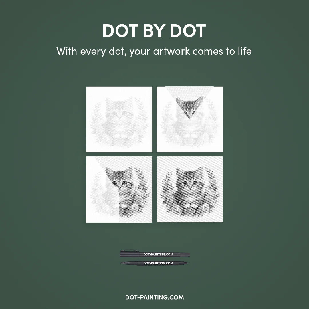 Gatto con fiori 2 punti pittura