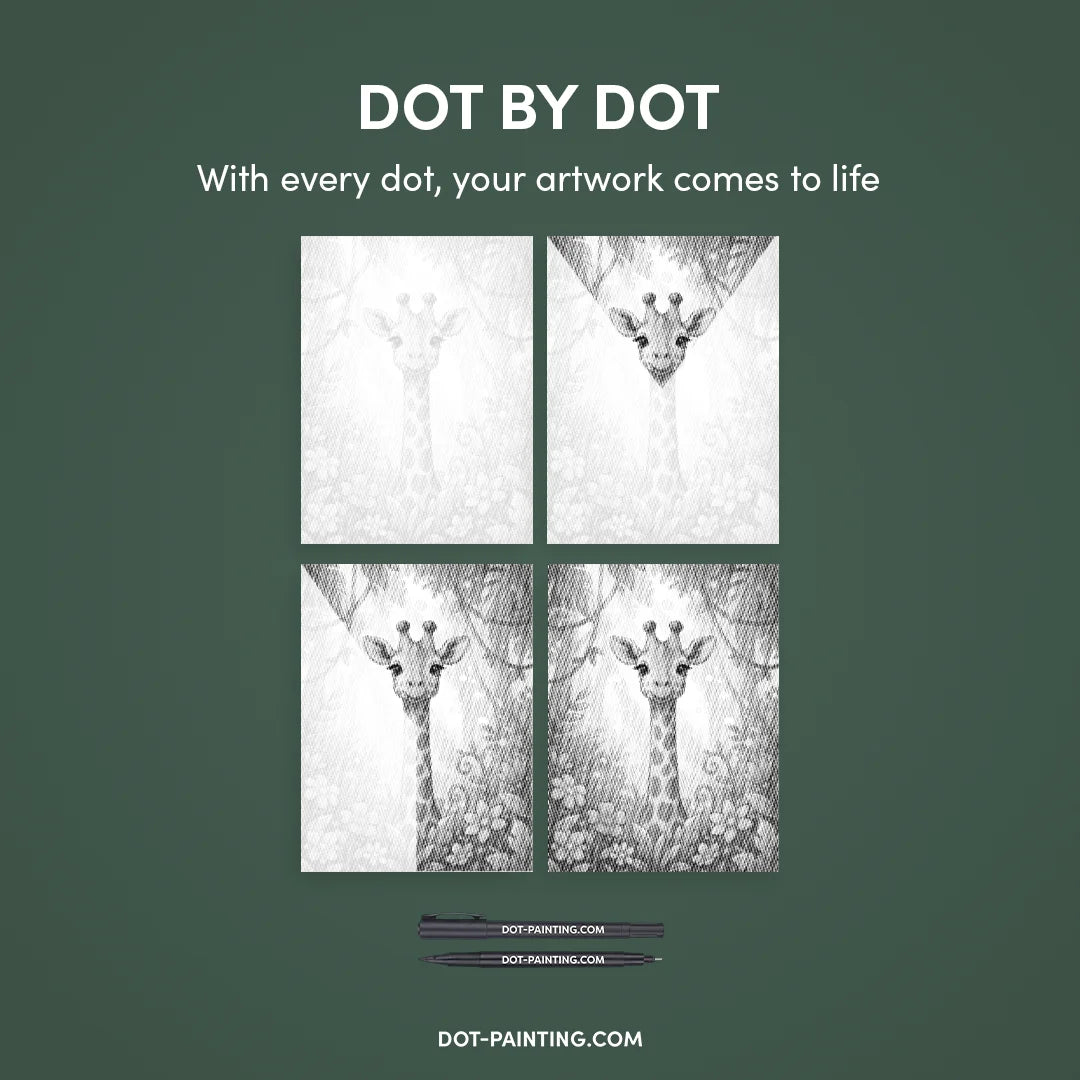 Giraffa con pittura a punti di fiori