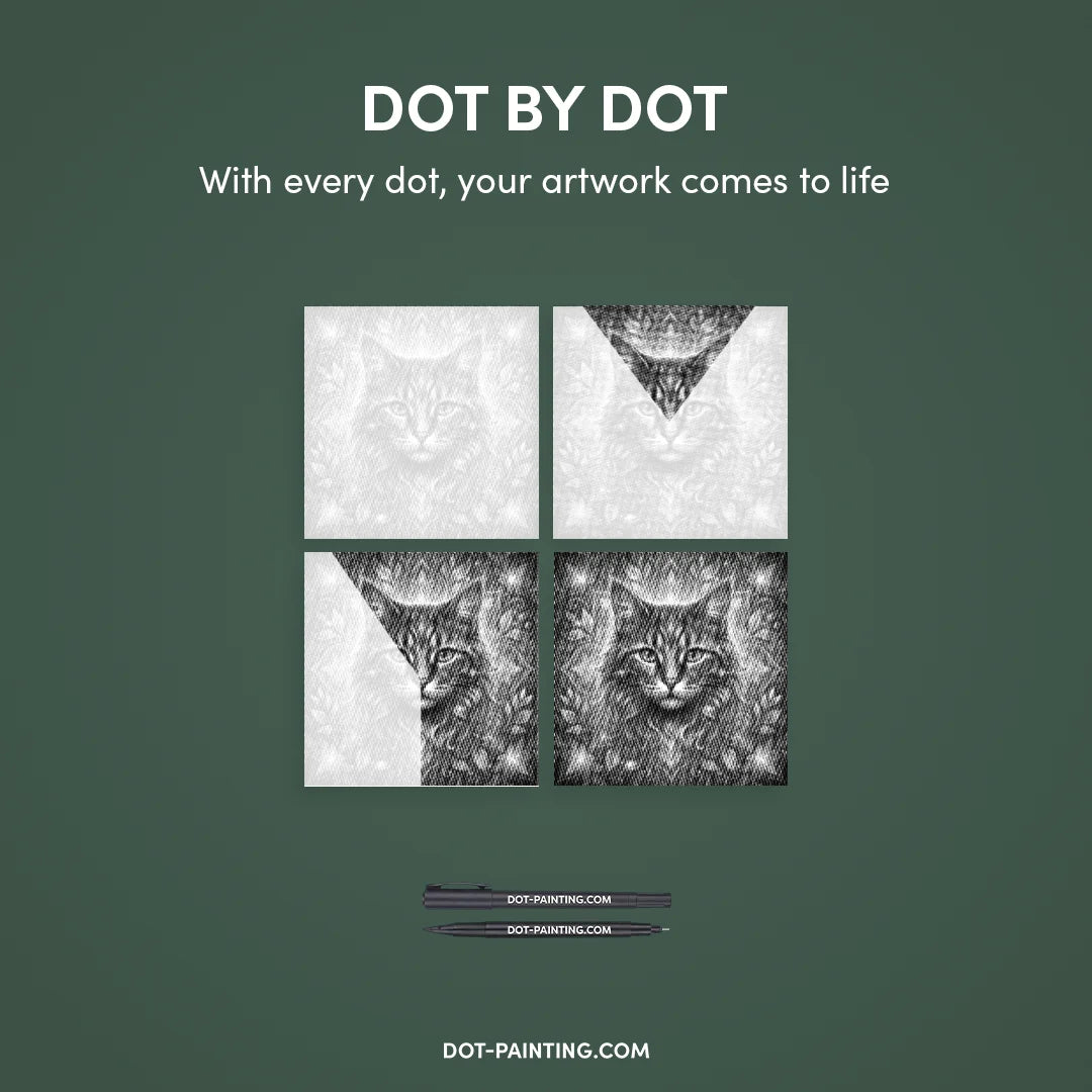 Gatto con pittura a punti di fiori