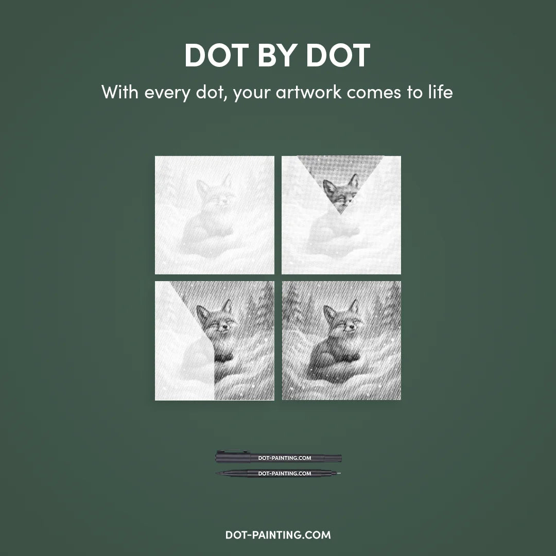 Volpe che gioca nella neve Dipinto a punti