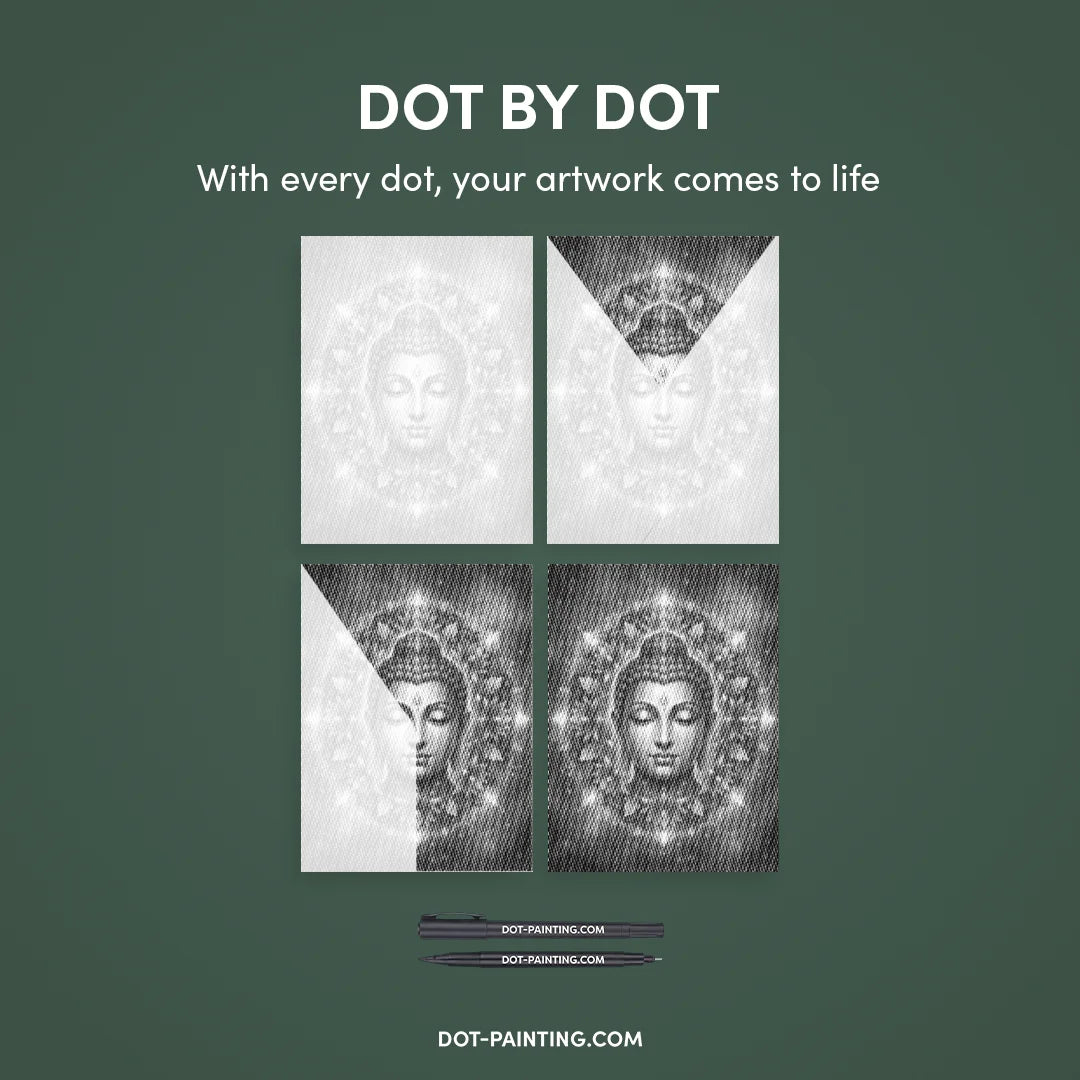 Buddha con pittura a punti di fiori