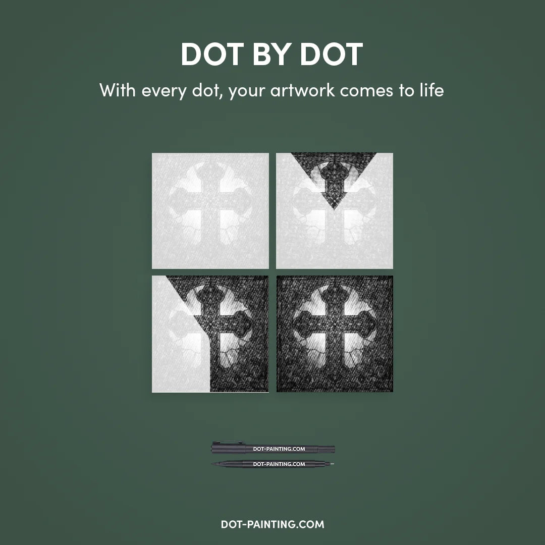 Pittura a punto croce in vetro colorato