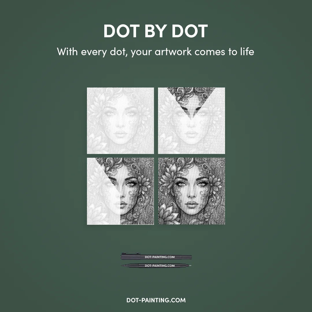 Pittura a punti del viso botanico