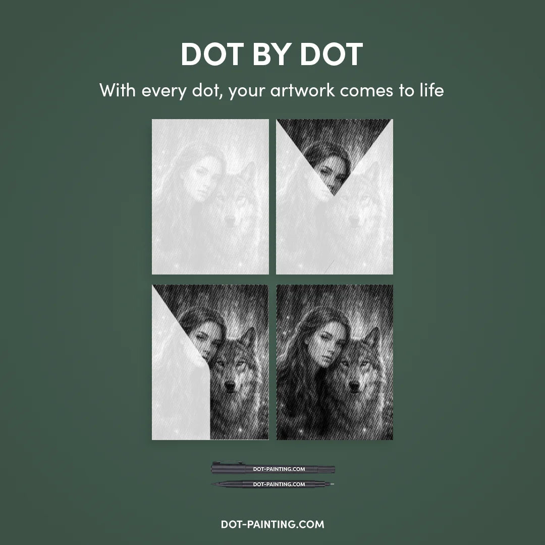 Donne con un dipinto a pois di lupo