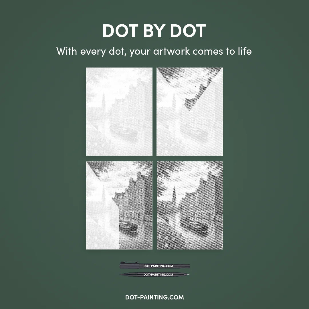 Pittura a punti del canale di Amsterdam