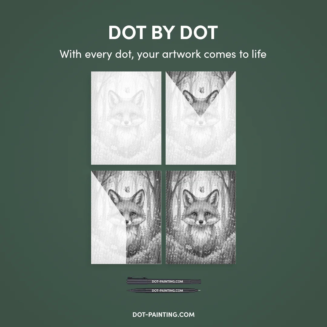 Volpe con pittura a punti di fiori