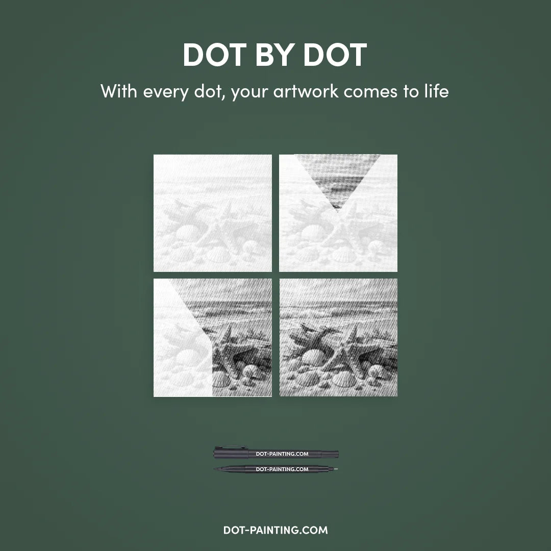 Conchiglie sulla spiaggia Dot Painting