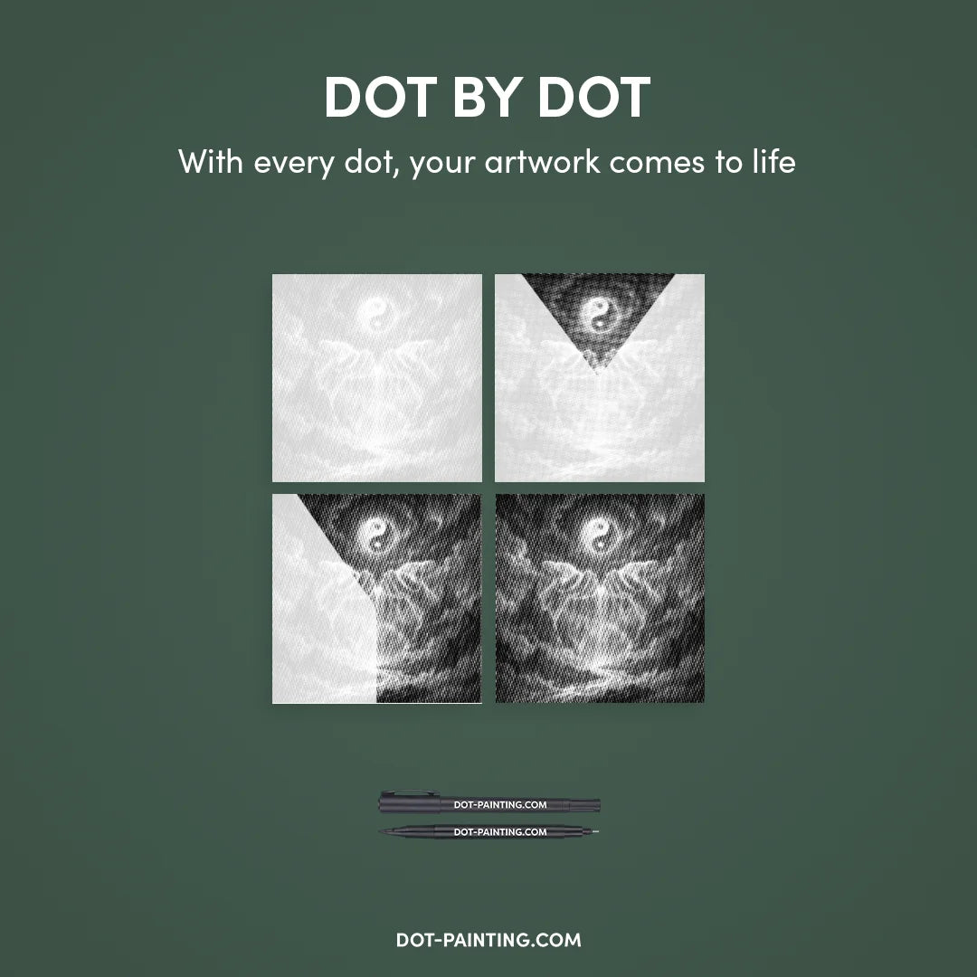 Pittura a punti della cascata Ying Yang