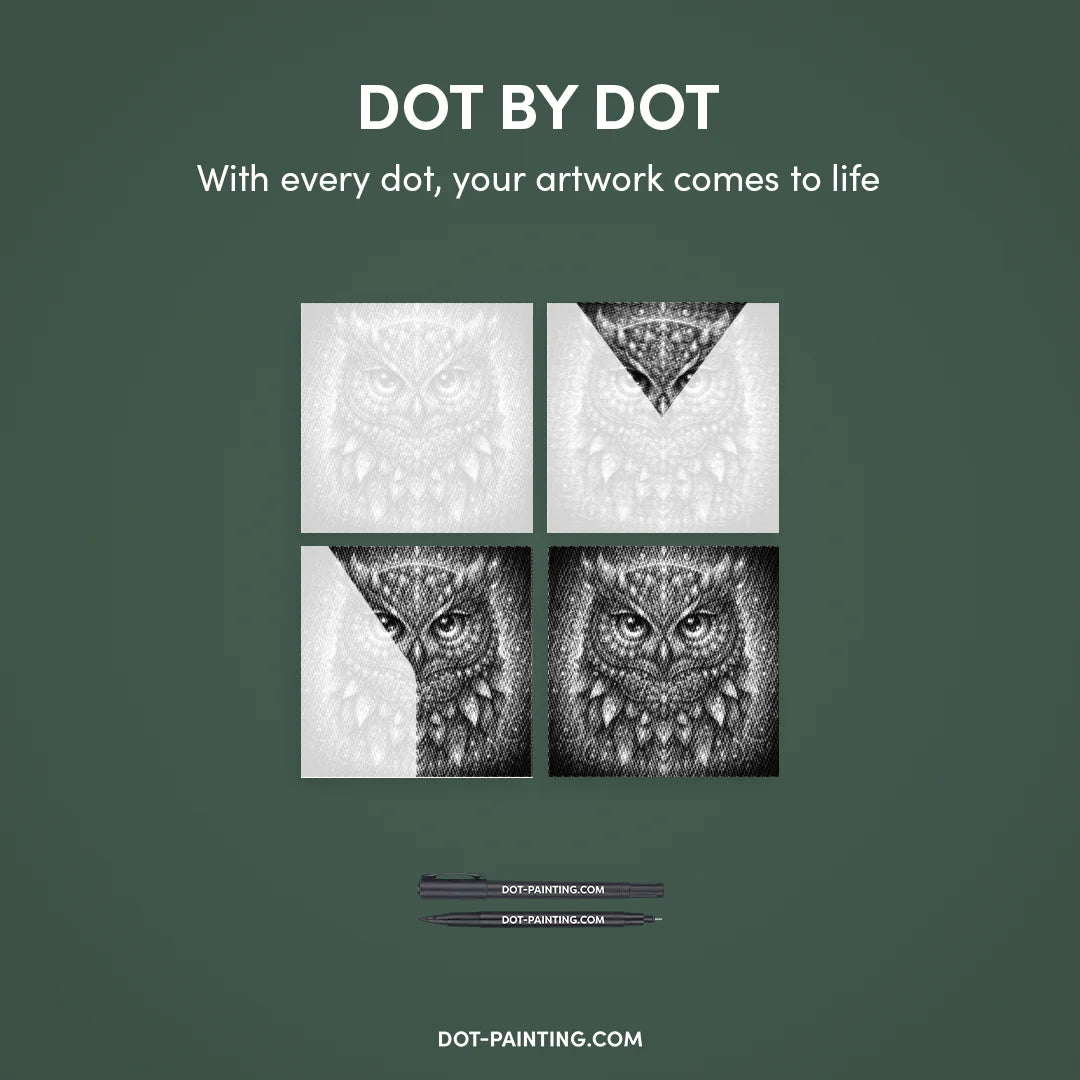 Pittura a punti mandala gufo